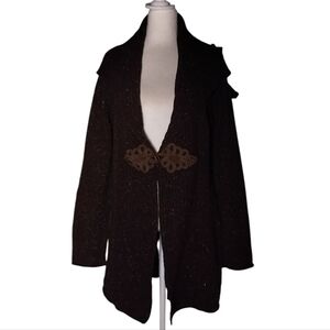 Soft Surroundings Brown Speckled Chunky Knit Wool Cashmere Blend Sweater Large